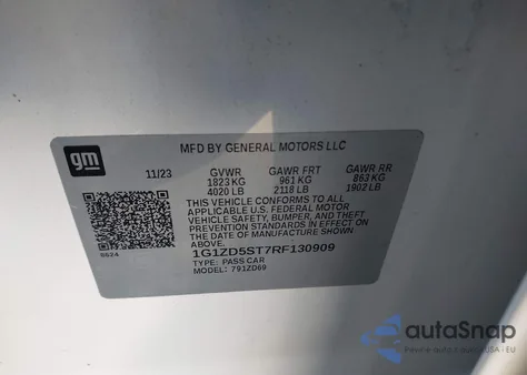 2024 Chevrolet Malibu Fwd 1Lt from USA, damaged, VIN 1G1ZD5ST7RF130909